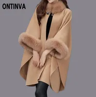 Kobiety wełniane płaszcz wielbłąd poncho zimowa dzianina szal Cape feminino luźna ciepła odzież wierzchnia inverno plus size 3xl Overcoat2445881