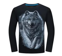 2018 En Ucuz Moda Erkekler Tshirt Uzun Kollu Serin Tasarım 3D Komik T Shirt Homme Wolf Baskısı Sıradan Top Artı Boyut 6XL Bütün C7212330