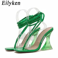 Сандалии Eilyken 2022 Новые сандалии для женщин модный квадратный шнурок
