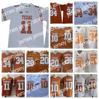 American College Football Wear Mens 10 Vince Young Texas Longhorns College football jerseys Stitched 11 Sam Ehlinger 34 Ricky Williams 20 Earl Campbell jersey
