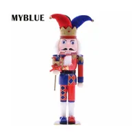 Dekoracje świąteczne MyBlue 37 cm Vintage drewniany klaun Scpture Statua Nutcracker Figurine Doll Ornaments Dekoracja pokoju DH1ZU
