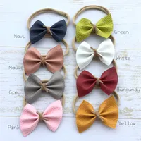 Faux Leather Baby Bow Headband Nylon Hair Band voor baby