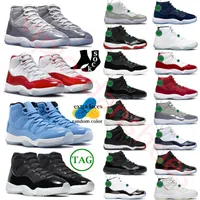 HighQuality Jumpman 11 Men Basketball shoes cherry Cool Grey Obsidian UNC Low University Blue White Bred Concord Cap Rose Gold Women sport trainer sneaker Eur 36-47