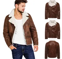 PU Leather Casual Man Jackets Warm Bur Liner Zipperlapel Leather Motorcycle Coat 2020 Out meter Long Sleeve PU Coats Jackets7118317