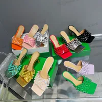 2023 yeni stil streç sandaletler bottegas tasarımcıları kadın yüksek topuk şık el boncuklu kare ayak parti bayanlar parti gelinlik ayakkabıları deri sandal boyutu 35-43