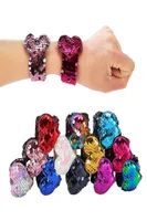 Love Magic Paillette Mermaid Patted Armband Twocolor Sequin Reversible Glitter Slap Armband Charms Wristband f￶r barn Grownup7938125