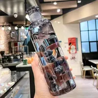 750 ml PC Plastic waterflessen met tijdmarkering Creative LEG CAPACITEIT LEAKBEVENDE DRIND CUP DROP-RESSTANTE SPORT WATER Bottle 2695 E3