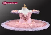 Pink Peach Professional Ballet Tutus Adult Pancake Tutu Women Classical Ballet Tutu With Flowers Stage Dancewear Costomes SD00379878575