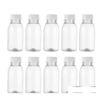 Water Bottles 10Pcs 350Ml 200Ml Transparent Plastic Milk Storage Beverage Drinking Clear Juice Bottle For Outdoor Drop Delivery Home Otdqf