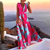 2022 Dwuczęściowa sukienka trend damski wielokolorowy wzór mody Deep v środkowy talię pachnącą francuską sukienkę francuską