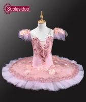 Pink Peach Professional Ballet Tutus Adult Pancake Tutu Women Classical Ballet Tutu With Flowers Stage Dancewear Costomes SD00377104514