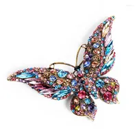 Broszki Wulibaby przesadzają błyszczące piny broszki z motyla Cyrstal dla kobiet biżuteria modna