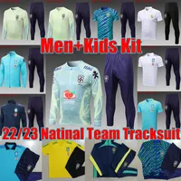 2022 Puchar Świata Brasil Neres Coutinho Richarlison Soccer Set TrackSuits Survetement 2023 L.paqueta G.jesus Firmino Blukies Trening Men Kids Kit Kid