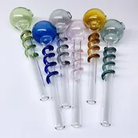 Color thread Pyrex Glass Oil Burner Pipe Clear Color quality pipes transparent Great Tube tubes Nail tips