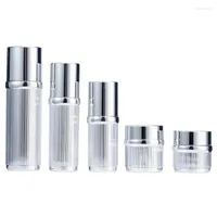 Storage Bottles 100ML 50ML 30MLEmpty Skincare Cosmetic Packaging Container High Grade Luxury Acrylic Silver Lotion Pump Bottle 30G 50G Cream
