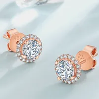 Passed Test Silver Rose Colors 925 Sterling Silver Shiny 0.5CT Moissanite Diamond Bubble Earrings Studs for Men Women Nice Gift