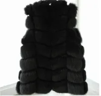 Whole2015 WhiteBlack Winter Women Sticked Rabbit amp Fox Fur Vest Plus Size Real Natural Rabbit Pälsjackor Long Cole9504704