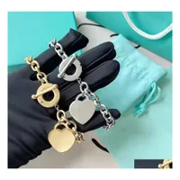 Colares pendentes Marca Lettert Classic Heart Colar Bracelet 18K Gold 925 Siery Designer J￳ias para mulheres Cadeia de t￪nis BRAC DH7YA