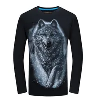 2018 En Ucuz Moda Erkekler Tshirt Uzun Kollu Tasarım 3D Komik T Shirt Homme Wolf Baskı Sıradan Top Artı Boyut 6xl Bütün C1822123