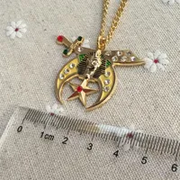 Chains 1pcs Zinc Alloy Freemason Masonic Freemasonry Metal Crafts Gifts Enamel Necklace Pendant Shriners Rehinstone Jewel