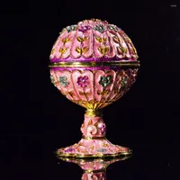 Jewelry Pouches QIFU Metal Craft Pink Faberge Style Egg For Wedding Decoration