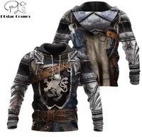 3D Printed Chainmail Knight Armor Men Men Hoodie Koodie Knights Templar Harajuku Fashion Jacket Pulver Unisex Cosplay Coolies QS006 CX20082532121