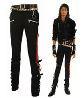 Men039s jeans Michael MJ Professionella underh￥llare Bad Trousers PANTS PUNK BLACK BUCKLE MATEL US STIL11213372