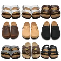 2022 Boston Sandals Leather Wrapped Head Pull Cork scraps flat sole Designer Slides Slippers Lovers slider Fashion Luxury Mens Womens Loafer Sandals Clogs 36-46