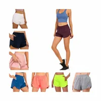 Roupa de ioga de verão Lululemens feminino confortável shorts macios soltos calças de ginástica rápida e respirável de fitness running elástico adulto sportswear lulu