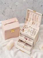 Aangepaste PU Leather Storage Organizer Designer Women039s Travel Jewelry Box Display Tray Portable Twolayer voor 2202182929357