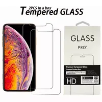 2pack Anti-scratch Screen Protector For iPhone 14 Plus Pro Max 11 13 12 Mini XR XS Samsung 9H Tempered Glass Film with retail package