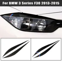 Kolfiber dekoration strålkastare ögonbrynen ögonlock trimtäcke för BMW F30 2013-2018 3-serie tillbehör billjus klistermärken282u
