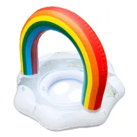 Life Vest Buoy Baby Sequins Rainbow clouds pool float Swimming Float Seat Inflatable Circle swimming Ring tube Pool Float Summer Pool Toy Kids T221214