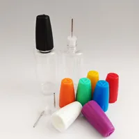 Plastic druppeldlessen met metalen tips 10 ml 15 ml 20 ml 30 ml lege naaldfles voor E vloeibaar huisdier heldere fles dampoog sap