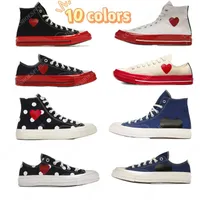 Mode hjärttryck skor 1970-talets casual canvas sko älskare sneaker mjuk designer röd botten kvinnor män sneakers prick mode mångsidig svart vit blå