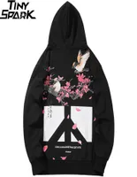 رجال هوب هوودز قميص من النوع الثقيل طباعة الطيور 2019 Harajuku streetwear الصينية Kanji هودي Pullover الخريف Hiphop كبيرة الحجم CX8684019