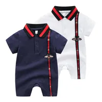 New In Stock Newborn Kids Rompers Baby Boys Girls Fashion Designer Print Luxury Pure Cotton Long Sleeve Jumpsuit268C