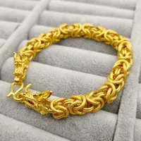 Link Bracelets Luxury Dragon Cloth Pattern 9mm Thick Domineering Bibcock Bracelet Gold-plated Fashion Success Men's Jewelry