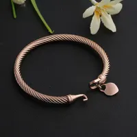 Lyxdesigner armband f￶r kvinnor ￤lskar armband Bangle Cable Wire 18K Gold Silver Rose Color Heart Charm h￤ngsmycken med krokst￤ngning Br￶llopsmycken g￥vor