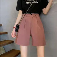 Women's Pants 2022 Summer Elegant High Waist Suit Shorts Women Casual Solid Wide Leg Bermuda With Pockets Clothing 4XL