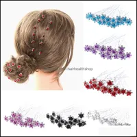 Hair Accessories 20Pcs Chic Crystal Rose Flower Clips Wedding Bridal Pins Bridesmaid Jewelry Women Drop Delivery Products Dh4Go