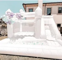 the courtyard playhouse Kid slide Jumping playhouse Party White Inflatable Wedding Bounce House With Ball Pits Bouncy Castle jumper Houses For Outdoor fun