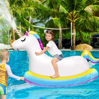 Life Vest Buoy Kids Giant opblaasbare rit op eenhoorn zwembad Float met snelle kleppen Unicorn Sprinkler Blow Up Swimming Pool Party Toys 2022 Summer T221214