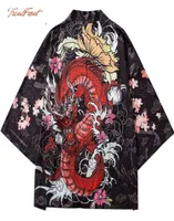 Men039s Jackets Hip Hop Men Streetwear Jacket Chinese Fire Dragon Print 2021 Harajuku Kimono Japanese Summer Short Thin Gown Ja6177444