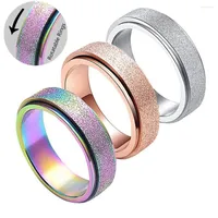 Cluster Rings Anxiety Ring For Women Spinner Fidgets Stainless Steel Rotate Freely Spinning Anti Stress Jewelry 2022 Birthday Men Gifts