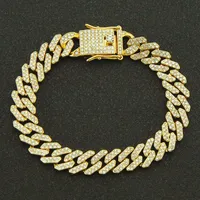 12mm 7 8 9inch Hip Hop Gold Silver Rosegold Iced Out Miami Cuban Link Chain Bracelets260m