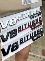 2pcs V8 Biturbo 4Matic Car Fender Emblem Sticker para Mercedes Benz AMG W117 CLA45 W205 C63 W212 E63 W207 W176 A45 X156 GLA455423443