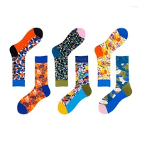 Men's Socks Men Cotton American Flag Star Flowers Sots Colorful Happy Funny Adult Casual Pretty Crew Autumn Winter