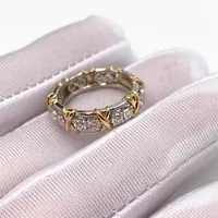 النمط الغربي الأصلي 100 ٪ S925 Sterling Silver Ring Sixteen Stone Ring Women Logo Romance Jewelry234y