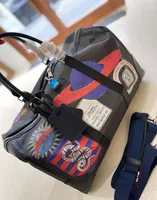 Luksurys designerka torby na jamę duffel szybkie kobiety turystyczne moda moda tygrys wąż węża emblemat druk skórzane opakowania zewnętrzne opakowania miękkie walizki kee bagaż pall 50 cm 50 cm